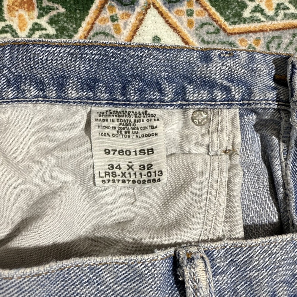 Wrangler Jeans Mens Blue Denim Faded Distressed Straight Leg Casual Pants‎ - Picture 4 of 6